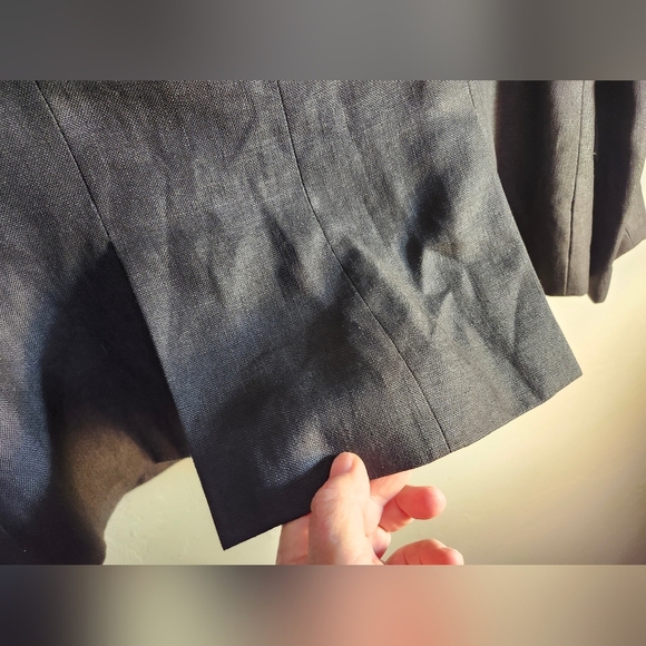 Black 100 % Linen Double-Breasted Blazer Sz 10 - Picture 7 of 8